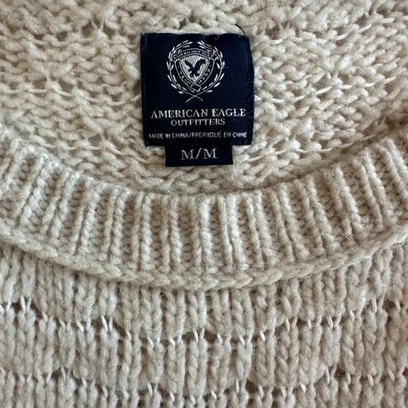 American Eagle Outfitters Women's M Creamy Sleeved Scooped Neck Knit Sweater Top - Picture 13 of 15